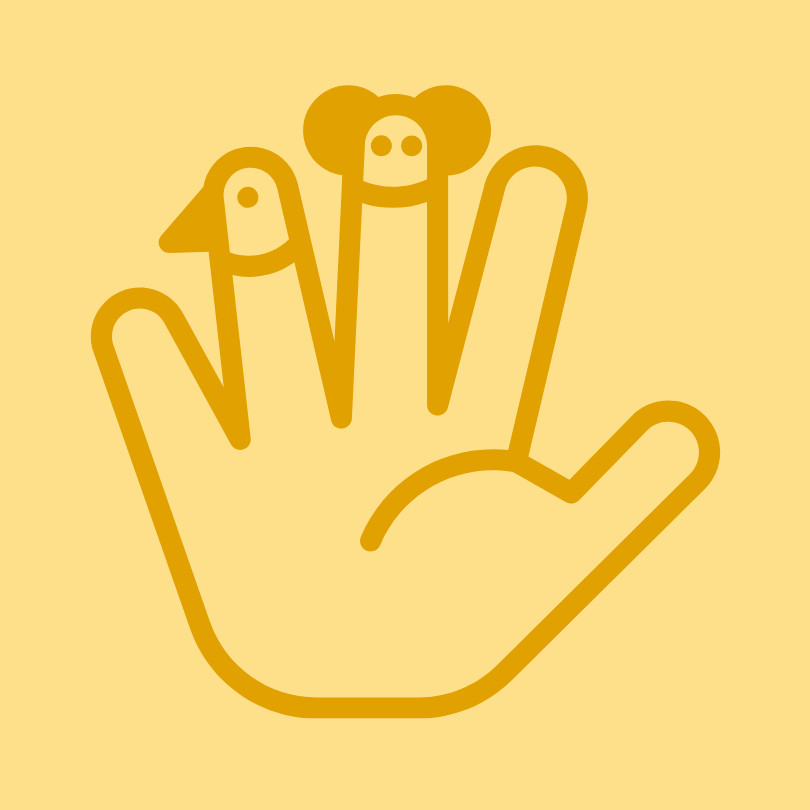 Picto présentant une mains avec des marionnettes à doigts