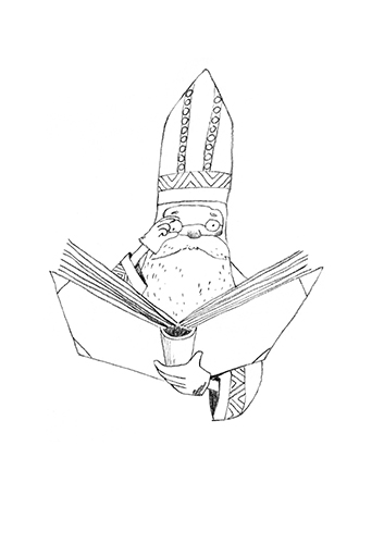 Illustration à colorier issue de Saint-Nicolas, c'est qui celui-là ? (Ed. Alice Jeunesse)