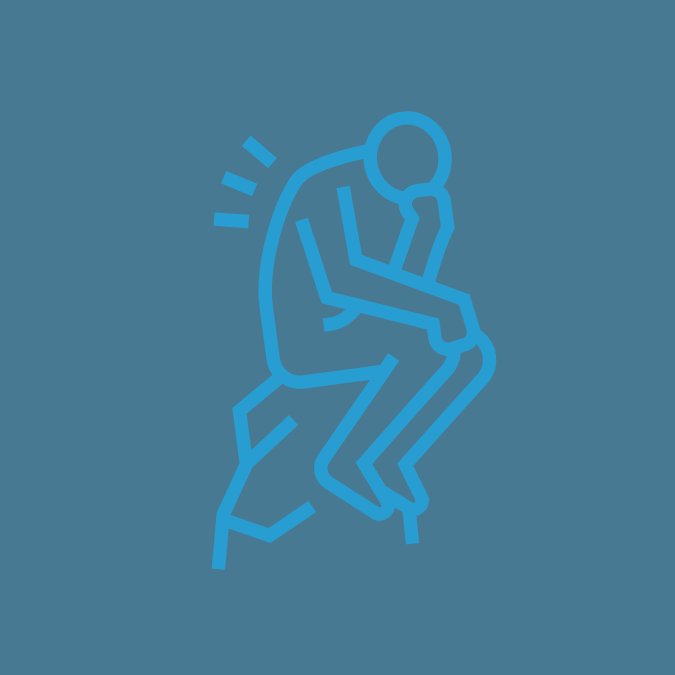 Picto représentant une silhouette façon penseur de Rodin