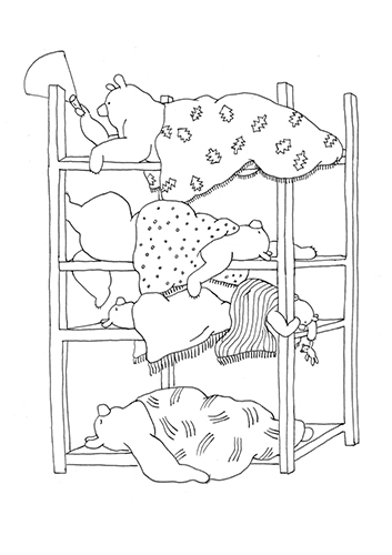 Image à colorier issue de Hiro, hiver et marshmallows (éd. Versant Sud Jeunesse)