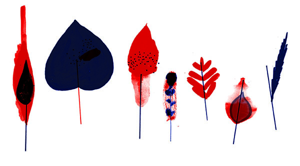 Dessin de différentes feuilles réalisées avec de la peinture